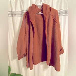 Rust Color Hooded Cardigan